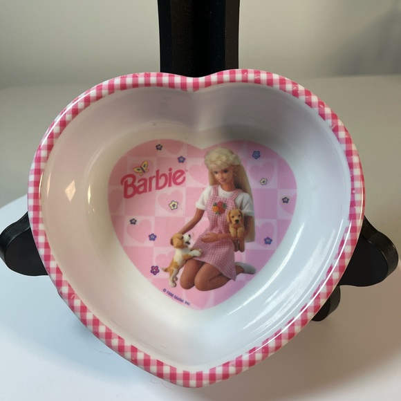 Vintage Barbie Heart-Shaped Party Bowl - Pink Gingham - Picture 4 of 5